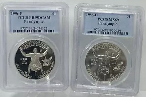 1996 P&D UNC. & プルーフ パラリンピック $1 シルバー オリンピック記念セット PCGS 69 57,420円