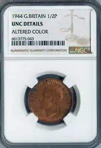 1944年 イギリス ハーフペニー 1/2P NGC UNC ディテール品質??