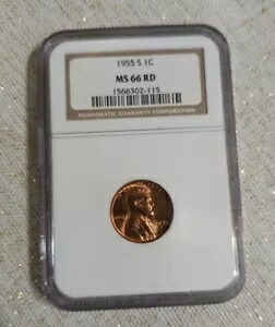 1955 S リンカーン ウィート セント 1C、NGC MS 66 RD、UNC