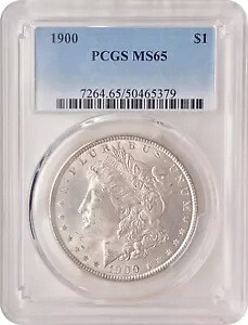 1900 モーガン シルバー ダラー $1 ジェム ブリリアント UNC PCGS MS65