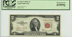 1953C $2 法定通貨紙幣 FR#1512* PCGS Superb Gem 67 PPQ 61,105円