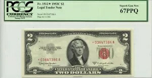 1953C $2 法定通貨紙幣 FR#1512* PCGS Superb Gem 67 PPQ