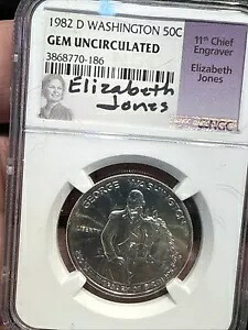 1982-D 50c ワシントン記念シルバー ハーフダラー - ジョーンズ - NGC UNC