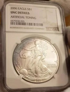 2006 BU/UNC トーン アメリカン シルバー イーグル ASE NGC UNC ディテール (パープル トーン)