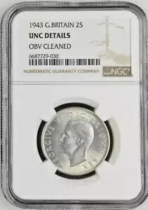 イギリス 2 シリング 1943 NGC Unc 詳細