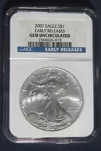 2007 1 オンス シルバー アメリカン イーグル NGC ジェム UNC 早期リリース ロット 160439