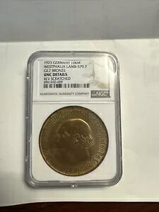 1923 年ドイツ ウェストファリア 10000 マーク NGC UnC 詳細
