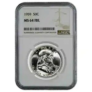 1959 フランクリン ハーフダラー 50C NGC MS 64 FBL ミント UNC - フルベルライン