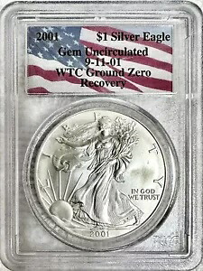 2001 アメリカン シルバー イーグル PCGS 宝石 UNC WTC グラウンド ゼロ リカバリ 09.11.2001