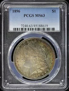 1896-P $1 モルガン シルバー ダラー PCGS MS 63 |調色未流通UNC