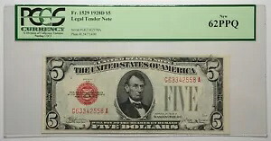 1928D $5 法定通貨札 Fr#1529 PCGS UNC 62 PPQ