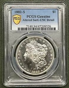 1882 S モーガン シルバー ドル PCGS 本物の変更された表面-UNC の詳細
