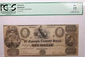 1837 $1.、セント。ミシガン州ジョセフ銀行、廃止、PCGS F-12、店舗 #1554