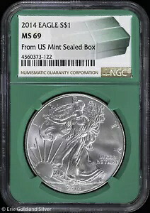 2014 $1 アメリカン シルバー イーグル NGC MS 69 |米国造幣局密封ボックス UNC BU より 42,900円