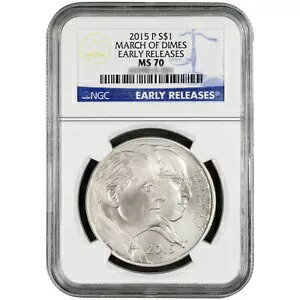 2015-P UNC $1 シルバー マーチ オブ ダイム NGC MS70 初期リリース