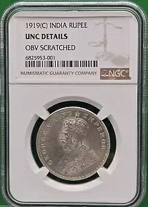 1919 (C) 英国インド ルピー シルバー NGC UNC 詳細