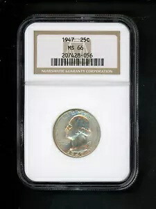 1947 US Washington Quarter 25c .25 NGC MS66 Gem UNC Ch Origl。表面スポットフリー