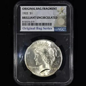 1922-P $1 ピースシルバードル ? NGC BR UNC ? オリジナルバッグフラグメント 019 ?信頼できる?