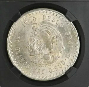 1948 Mo メキシコ S5 ペソ シルバー NGC グレード UNC 詳細 ブラック コアの新しいラベル 42,900円