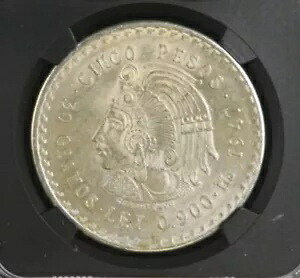 1948 Mo メキシコ S5 ペソ シルバー NGC グレード UNC 詳細 ブラック コアの新しいラベル