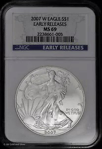2007 W $1 アメリカン シルバー イーグル NGC MS 69 |バーニッシュド初期リリース UNC BU