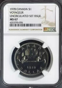 1978 カナダドル $1 NGC MS67 Voyageur UNC SET - 品質