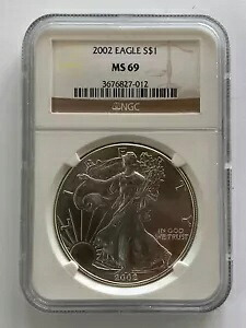 アメリカン シルバー イーグル NGC 2002 UNC $1 MS-69