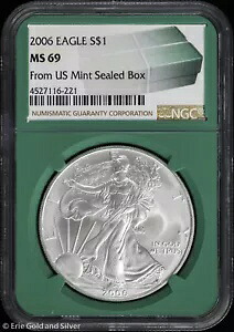 2006 $1 アメリカン シルバー イーグル NGC MS 69 |米国造幣局密封ボックス UNC BU より