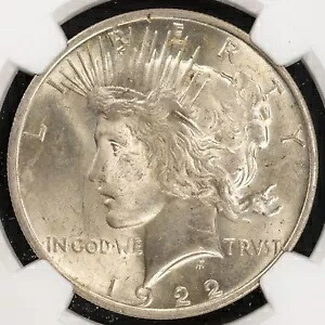 ピースダラー 1922 NGC MS62 米国 USA 銀貨 UNC アンダーグレード #3