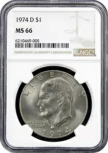 1974-D アイゼンハワー ドル クラッド アイク $1 ジェム ブリリアント UNC NGC MS66