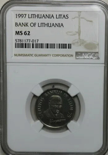 リトアニア 1 リタス 1997 UNC NGC MS62