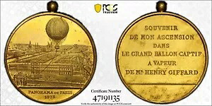 PCGS フランス パリ SP-63 1878 UNC ギルト シティ ビュー バルーン ラージ メダル レア