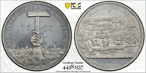 PCGS ベルリン SP 62 1896 産業博覧会 Unc メダル アルミニウム ダブル シティ ビュー