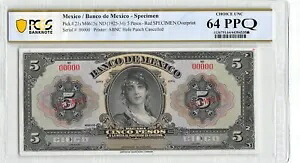 メキシコ 5 ペソ ND。 1925 P 21s / M 4615s PCGS 64 PPQ 未流通紙幣