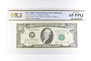 1988 A $10 リッチモンド VA FRN Fr#2028-E レーダー シリアル ジェム Unc 65 PPQ PCGS *6101 78,650円