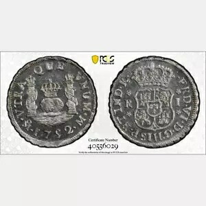 1752 MO M メキシコ レアル。 PCGS UNC の詳細。キロ76.1。希少な日付