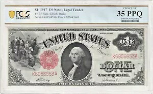 1917 年 $1 法定通貨札 FR# 37 VF-35 PPQ PCGS 認定
