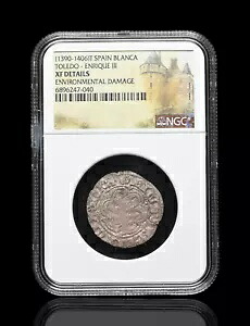 中世のスペイン。エンリケ 3 世、1390 ～ 1406 年。 Billon 2 Cornados、NGC XF 詳細 45,045円