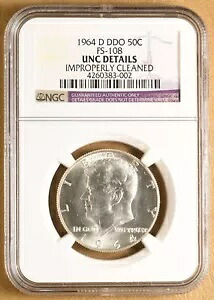 1964 D ケネディ シルバー ハーフダラー 'DDO' FS-108 NGC UNC 詳細