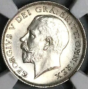 1913 NGC UNC ジョージ 5 世 6 ペンス イギリス スターリング銀貨 (24010802C)