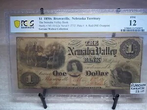 1857年 ネブラスカ州ブラウンビル準州 ネマハバレー銀行の1ドルが廃止された通貨 104,060円