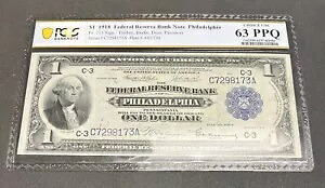 $1 1918 Fr#715 PCGS Choice UNC 63 PPQ フィラデルフィア 大型国民紙幣