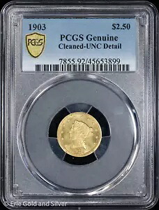 1903 $2.50 ゴールド リバティ ヘッド クォーター イーグル PCGS 本物 UNC ディテール |循環しない
