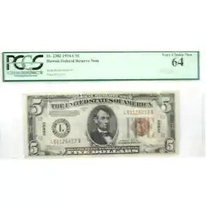 1934A $5 連邦準備銀行券ハワイ第二次世界大戦緊急 FR2302 64 PCGS