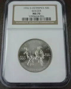 1996-S オリンピック サッカー Unc ハーフダラー NGC MS 70 記念 50C｜WORLD RESOURCE【QUEEN店】