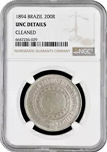 ブラジル 200 レイ 1894、NGC UNC Det.、「第一共和国 (1889 - 1942)」｜WORLD RESOURCE【QUEEN店】