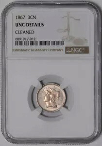 1867 スリーセントニッケル 3CN - NGC UNC 詳細 -