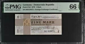ドイツ民主党 1 マーク 1979 P FX2 Gem UNC PMG 66 EPQ