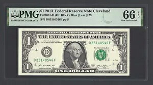 米国連邦準備制度 1 ドル 2013 Fr#3001-D (DF ブロック) UNC グレード 66