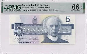 1986 カナダ $5 BC-56e-i PMG 66 EPQ ジェム UNC